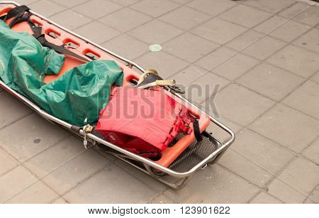 stretcher gurney and equipment for emergency paramedic service
