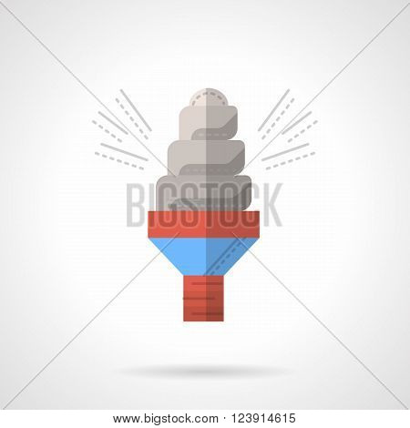 Illuminated energy saving lamp with red and blue lamp holder. Saving energy theme. Flat color style vector icon. Web design element for site, mobile and business.