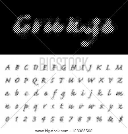 vector halftone dotted raster script font