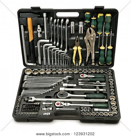 set tools isolated on white