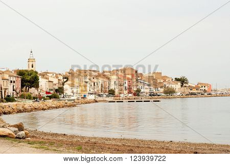 Shellfish and oyster producing village Bouziges on French coast