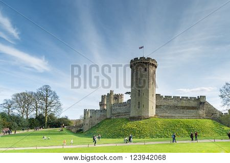 Beautiful day in Warwick Castle, Medieval castle in Warwick, England