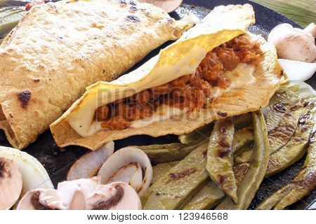 Tacos With Nopals On Hot Pan