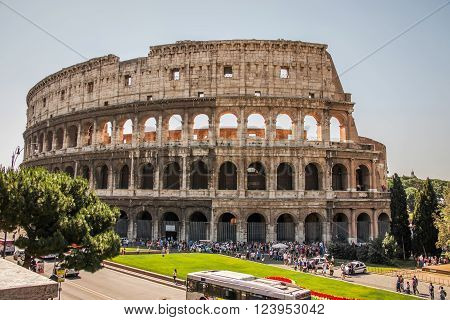 ROME ITALY - JUNE 6: Beautiful view of the ruins of the Colosseum in Rome on 6 june 2012
