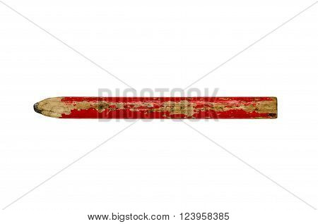 Carpenter pencil isolated on white background with clipping path