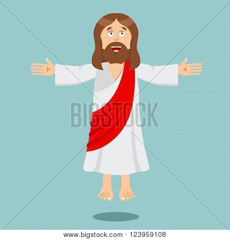 Jesus Christ Cheerful. Son Of God. Biblical Character Jesus Of Nazareth. Christian And Catholic Char