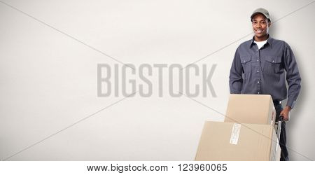 African-american delivery postman.