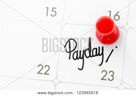 pay day of the month on calendary page.