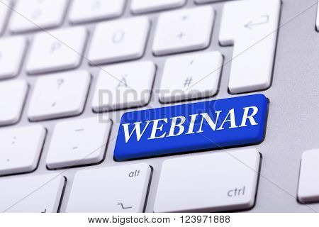 Keyboard With Webinar Text On It In Close Up Photo