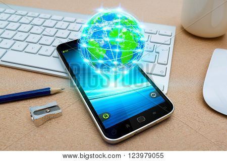 Modern Mobile Phone With Cyber World