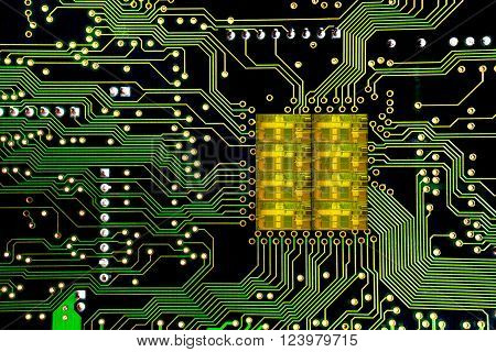 Close-up On A Cpu Microchip On A Scheme