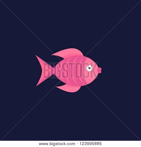 Fish flat icon isolated on dark blue background