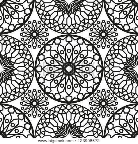 Ornamental round morocco seamless pattern. Orient traditional ornament. Oriental motif. Moroccan tile.