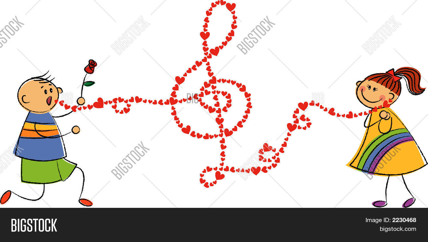 Cartoon Boy Sings Love Song Girl Vector & Photo | Bigstock