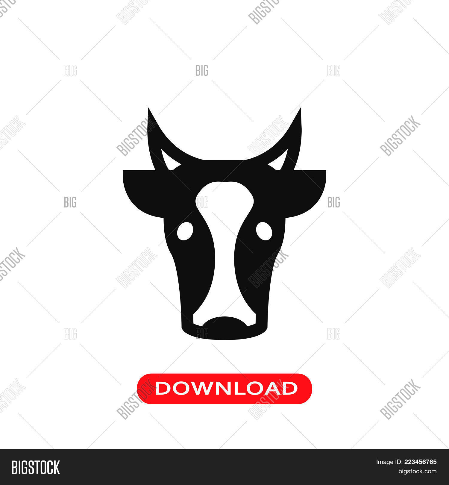 Cow Face Icon Vector Vector \u0026 Photo (Free Trial) | Bigstock, image size:1500x1620