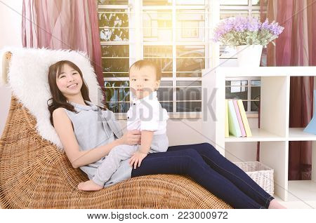 Asian mother and his cute little boy