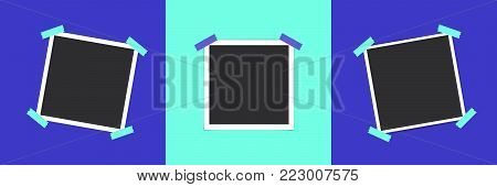 Set of photo frame with shadow. Retro design. Polaroіd photo.