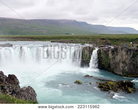 Godafoss waterfall on Skjalfandafljot river in Iceland, July 10, 2017