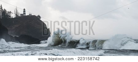 Waves on Washington Coast at Cape Disappointment State Park