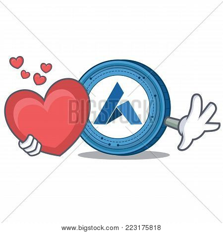 With heart Ardor coin mascot cartoon vector illustration
