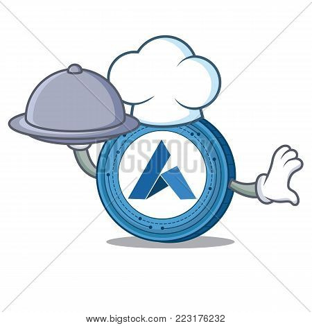 Chef with food Ardor coin mascot cartoon vector illustration