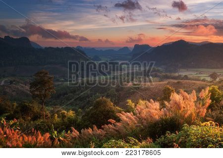 Phu Pa Por Viewpoint. Famous Tourist Attraction At Loei, Similar To Mount Fuji In Japan ( In The Woo