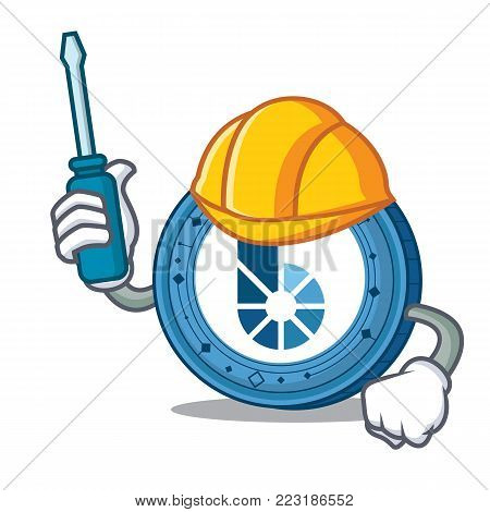 Automotive BitShares coin mascot cartoon vector illustration