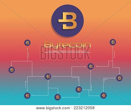 Background bytecoin blockchain style collection vector illustration