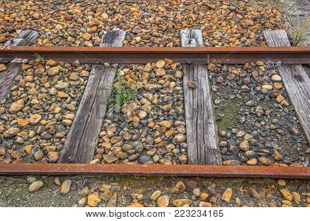 old steel railway track, steel rusty rail