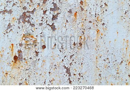 Rusty texture of a steel railroad bridge near Grabovka village, Gomel region, Belarus.