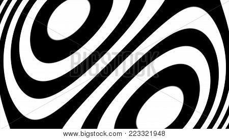 Abstract Cgi Motion Graphics And Animated Background With White And Black Figures. Hypnotic Spiral I