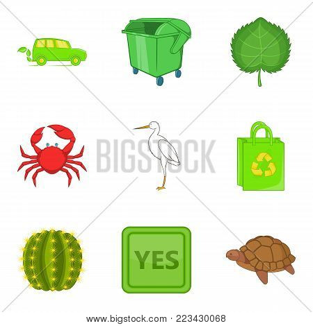 Growing nature icons set. Cartoon set of 9 growing nature vector icons for web isolated on white background