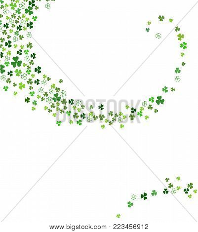 Abstract St. Patrick's day background for your greeting card with Swirl stream from clover shamrock leaves