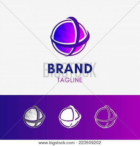 Orbit Ellipse Cross Logo template icon symbol in modern violet color