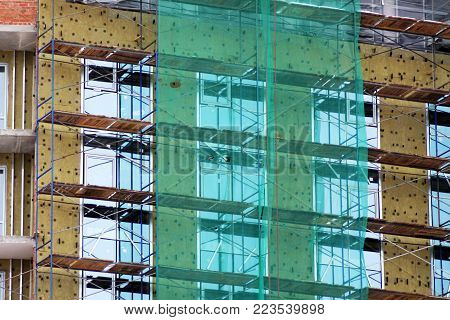 Brick House Construction Site. Building Construction Brick House. Unfinished Home Construction.