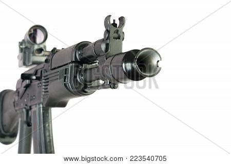 Optical Sight On Kalashnikov Machine Gun
