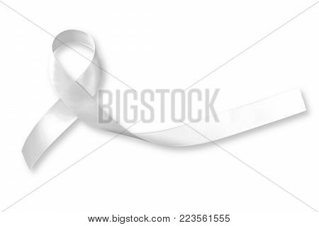 White Light Pearl Color Ribbon For Raising Awareness On Lung Cancer And Multiple Sclerosis And Inter