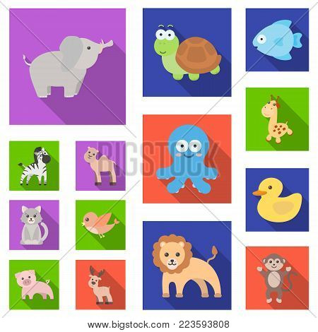 An unrealistic flat animal icons in set collection for design. Toy animals vector symbol stock  illustration.