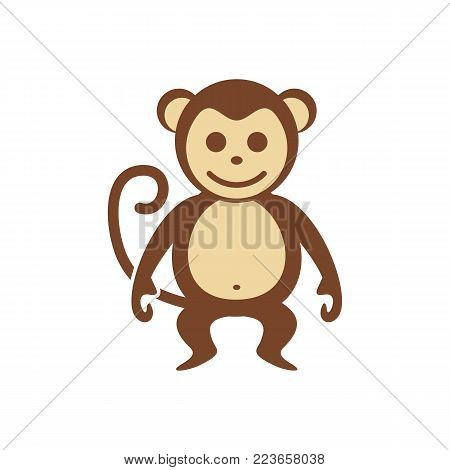 Smiling Cartoon Monkey Vector Graphic Illustration Design