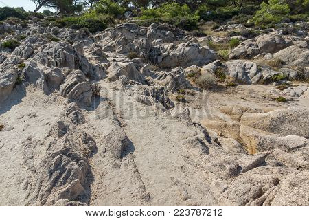 Seascape of Orange Beach Kavourotripes at Sithonia peninsula, Chalkidiki, Central Macedonia, Greece