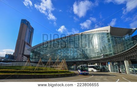 Kanazawa, Japan - Dec 2, 2016. View Of Jr Station At Sunny Day In Kanazawa, Japan. Station Has A Gla