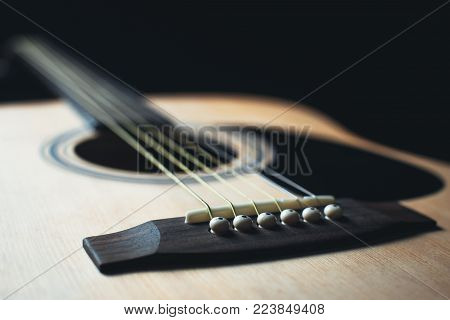 Part Of The Guitar, Neck, A Grey And Black Background, Beautifully, Elegantly