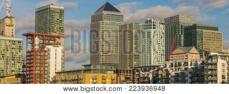 LONDON, UK - October 17th, 2017: Canary Wharf business district in London