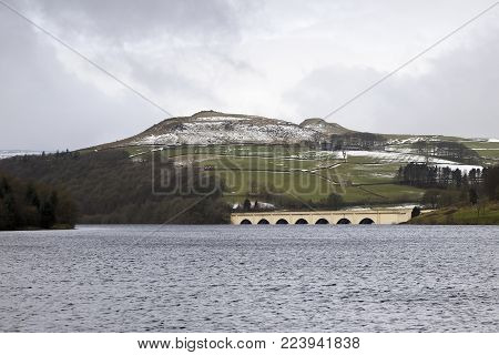 An image of Ladybower Reservoir situated in the Upper Derwent Valley, Derbyshire, England, UK.