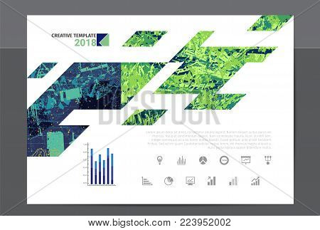 Stylish modern design graphic template, business composition with diagonal shapes and inforgaphics elements