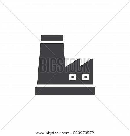 Factory sation icon vector, filled flat sign, solid pictogram isolated on white. Power plant symbol, logo illustration.