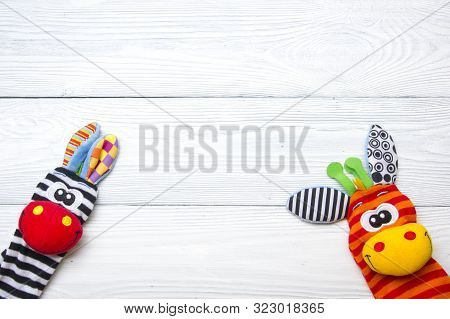 Set Of Colorful Kids Toys Frame. Copy Space For Text