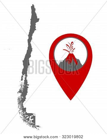 Detailed And Accurate Illustration Of Map Of Chile With Volcano Locator