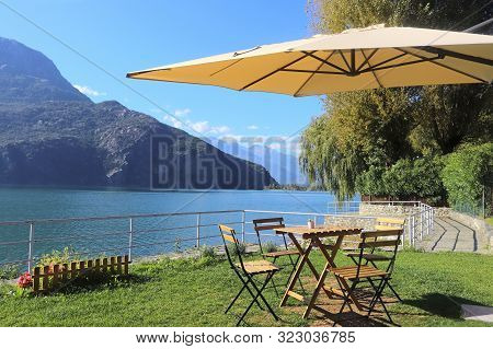 Small Terrace Cafe At A Mountain Lake