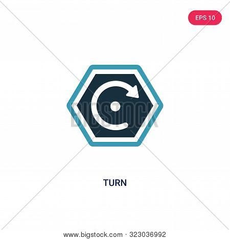 turn icon in two color design style.
